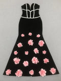 Sexy Off Shoulder 3D Flowers Bandage Mermaid Dresses Womens Strapless Evening Party Formal Long Dress Birthday Prom Vestidos