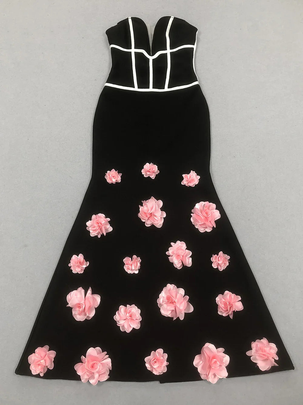 Sexy Off Shoulder 3D Flowers Bandage Mermaid Dresses Womens Strapless Evening Party Formal Long Dress Birthday Prom Vestidos