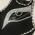 Big Eyes And Red Lips Patterned Diamonds High Slit Black Long Dress Woman Birthday Party Vestido Celebrity Party Outfit