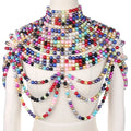 UpAvonu Shawl Top Women Fashion Women Round Neck Cloak Sleeve Pearl Shawl Top Women Elegant Shawl Top Women MULTI One Size