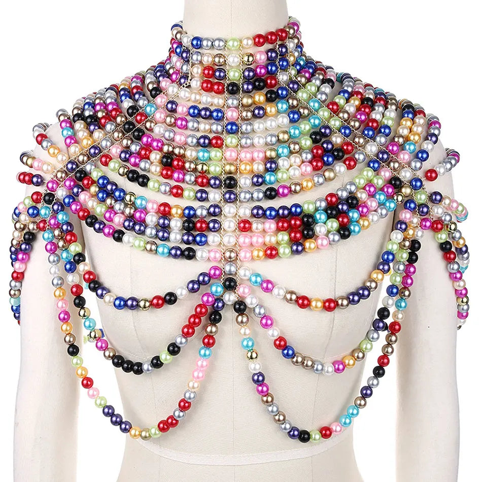UpAvonu Shawl Top Women Fashion Women Round Neck Cloak Sleeve Pearl Shawl Top Women Elegant Shawl Top Women MULTI One Size
