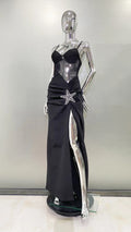 2024 Starfish Sexy See Through Mesh Patchwork Bandage Spaghetti Strap Floor Length Dress Evening Dress Celebrity Party Outfit