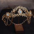 Vintage Gold Color Headband Brides Tiaras and Crowns Crystal Leaf Headpiece Headwear Wedding Accessories Bridal Hair Jewelry
