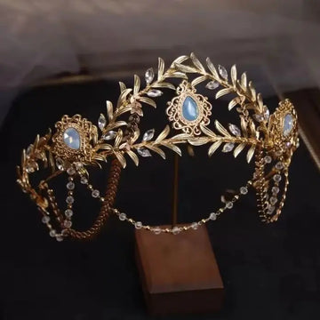 Vintage Gold Color Headband Brides Tiaras and Crowns Crystal Leaf Headpiece Headwear Wedding Accessories Bridal Hair Jewelry