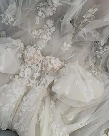 Luxury Off the Shoulder Beaded Flower A-Line Princess Wedding Dress Gown Vestidos de Novia As Picture