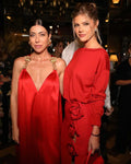 Arrival Rose Decoration Sexy High Split Red Bandage Long Shikt Fashion Graceful woman Item Evening Party Outfit