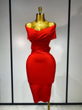High Quality Women Bodycon Sexy Off The Shoulder Bandage Dress Club Dress Midi Celebrity Elegant Party Luxury Birthday Dress Red