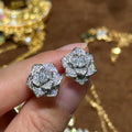 Luxury Rose Flower AAA Zircon Bridal Earrings Cubic Zirconia Wedding Earring For Bride Women Accessories Jewelry Party Dress
