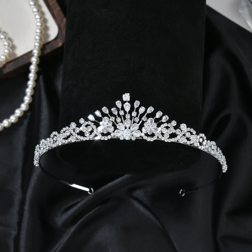 Bridal Hair Jewelry AAA Zircon Tiaras and Crowns CZ Zirconia Headband Women Brides Prom Pageant Headpiece Wedding Accessories a