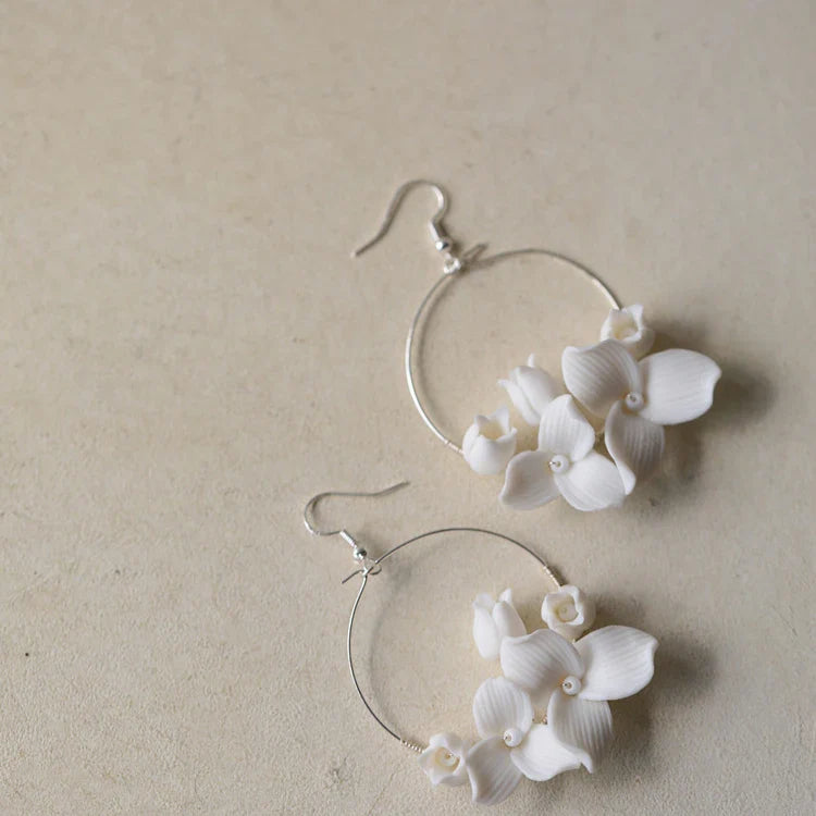 Porcelain Flower Hair Comb Pin Clip Silver Color Head Piece Brides Party Gift Flower Hairpins Wedding Accessories Bridal Jewelry d