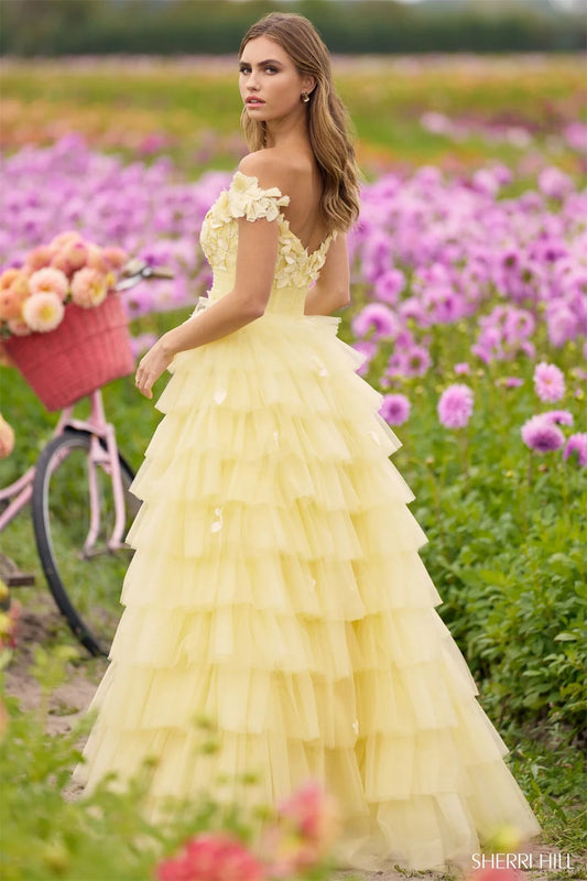 Amanda Spring Light Yellow Prom Dress 2024 Handmade Multilayer Formal Occasion Dresses Sweet 3D Flower Puffy Party Dress