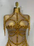 High Quality Luxury Rhinestone Sexy Mesh See Through Bodysuit Women Celebrate Birthday Party Club Singer Dancer Stage Outfit