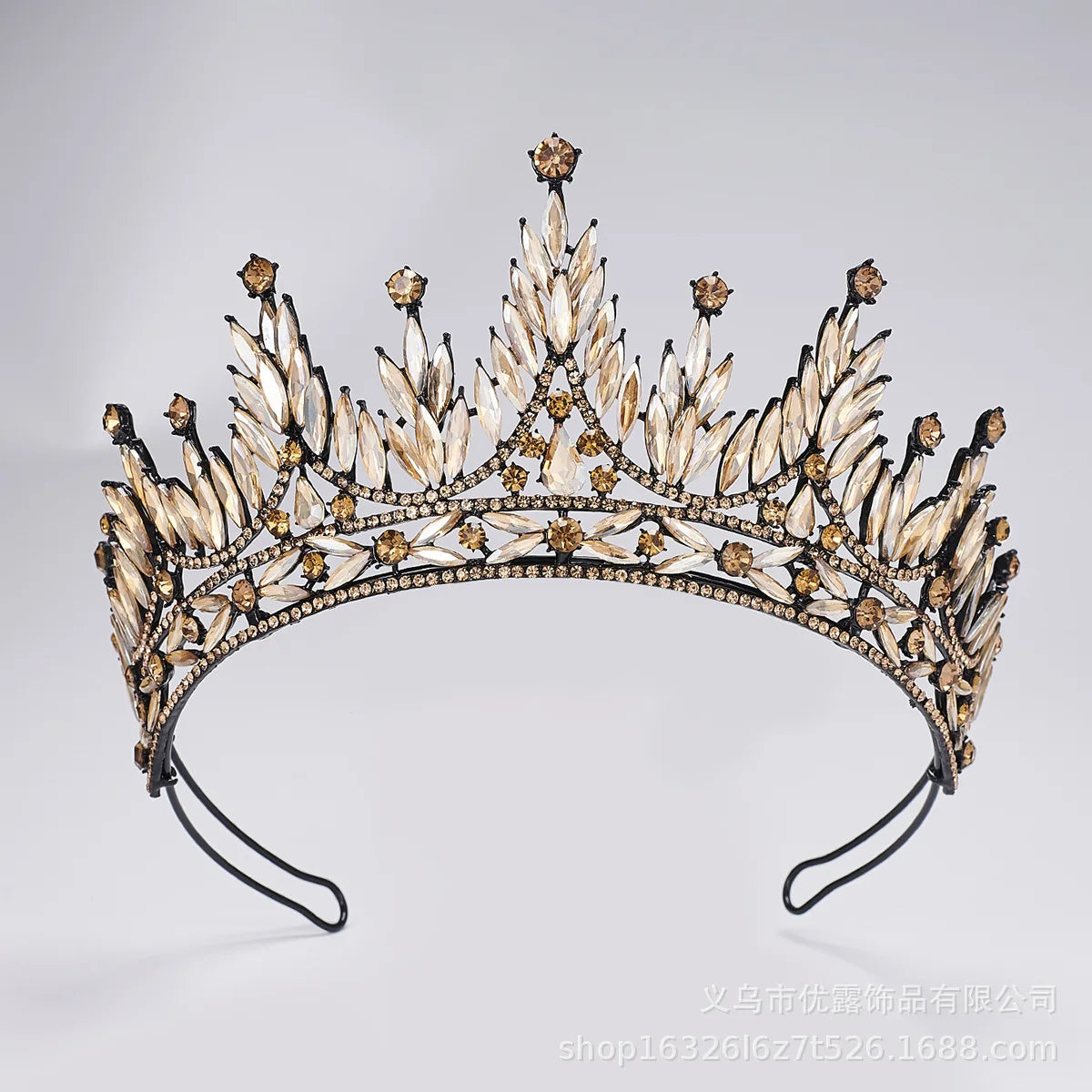 Baroque Queen Princess Crowns And Tiaras For Women Crystal Bridal Crown For Wedding Hair Accessories Prom Hair Jewelry Headdress Imitation Rhodium Plated