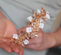 Bridal Hair Jewelry Porcelain Flower Headband Tiara Gold Color Leaf Headpiece For Brides Rhinestones Crown Wedding Accessories a