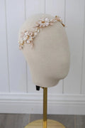 Vintage Gold Color Headband Hairband Flower Leaf Headpiece For Bride Pearl Headwear Wedding Accessories Bridal Hair Jewelry