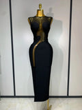 Sexy O Neck Mesh Bodycon Bandage Dress Evening Party Gown Celebrity Elegant Luxury Birthday Club Dresses black