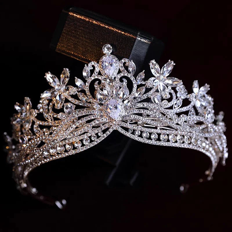 Wedding Hair Accessories Pageant Prom Tiara Crows Rhinestones Crystal Diadem Women Bride Princess Queen Headband Bridal Jewelry
