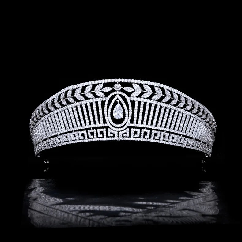 Wedding Hair Accessories CZ Zirconia Tiaras and Crowns Zircon Princess Queen Headpieces For Bride Leaf Heabband Bridal Jewelry a