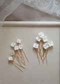 Bridal Jewelry Porcelain Flower Hair Pin Clip Pearl Head Piece For Brides Bridesmaids Hairpins Women Wedding Accessories