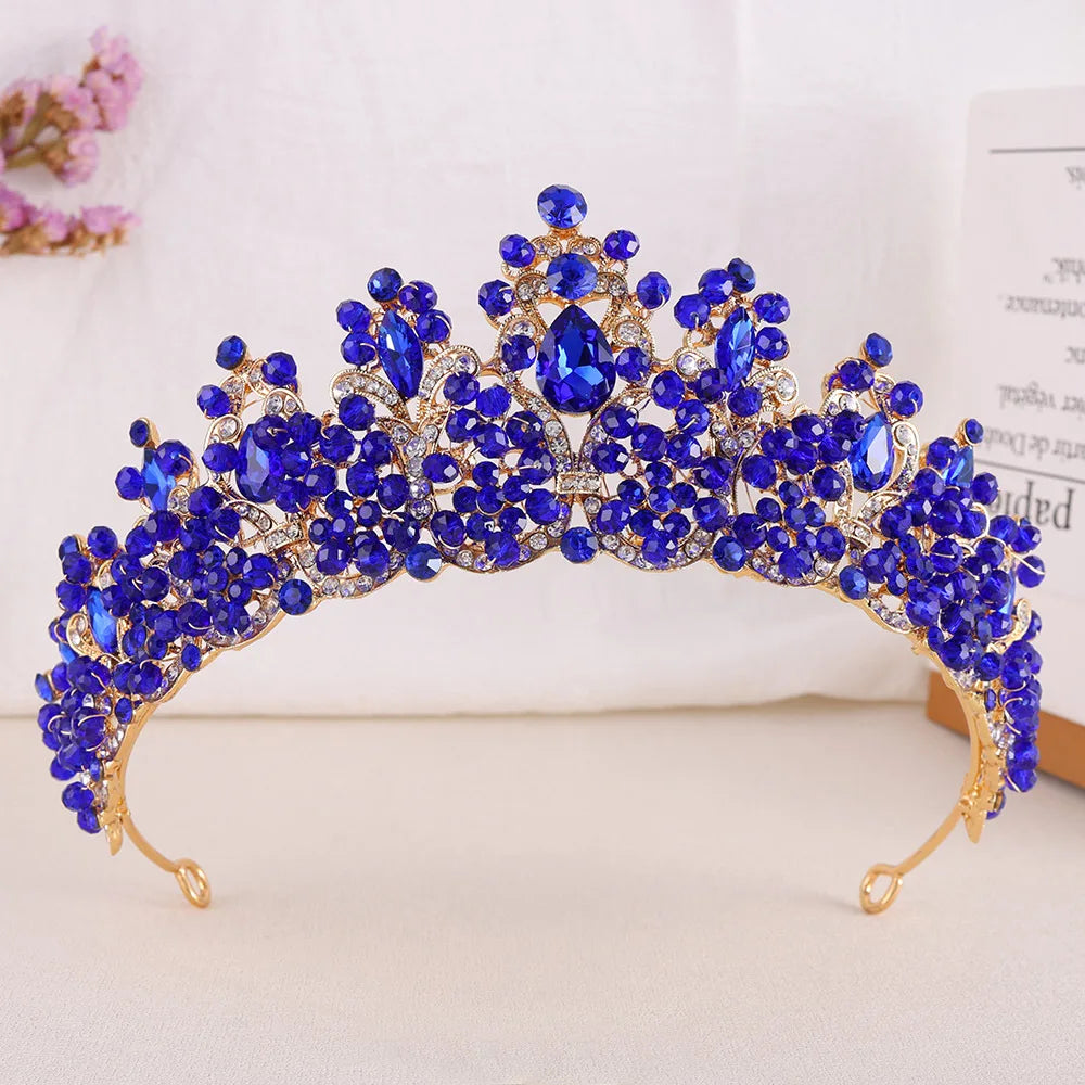Baroque Wedding Crowns For Bride Crystal Princess Queen Bridal Tiara Crown For 15 Years Women Pageant Diadem Wedding Headdress as picture 2