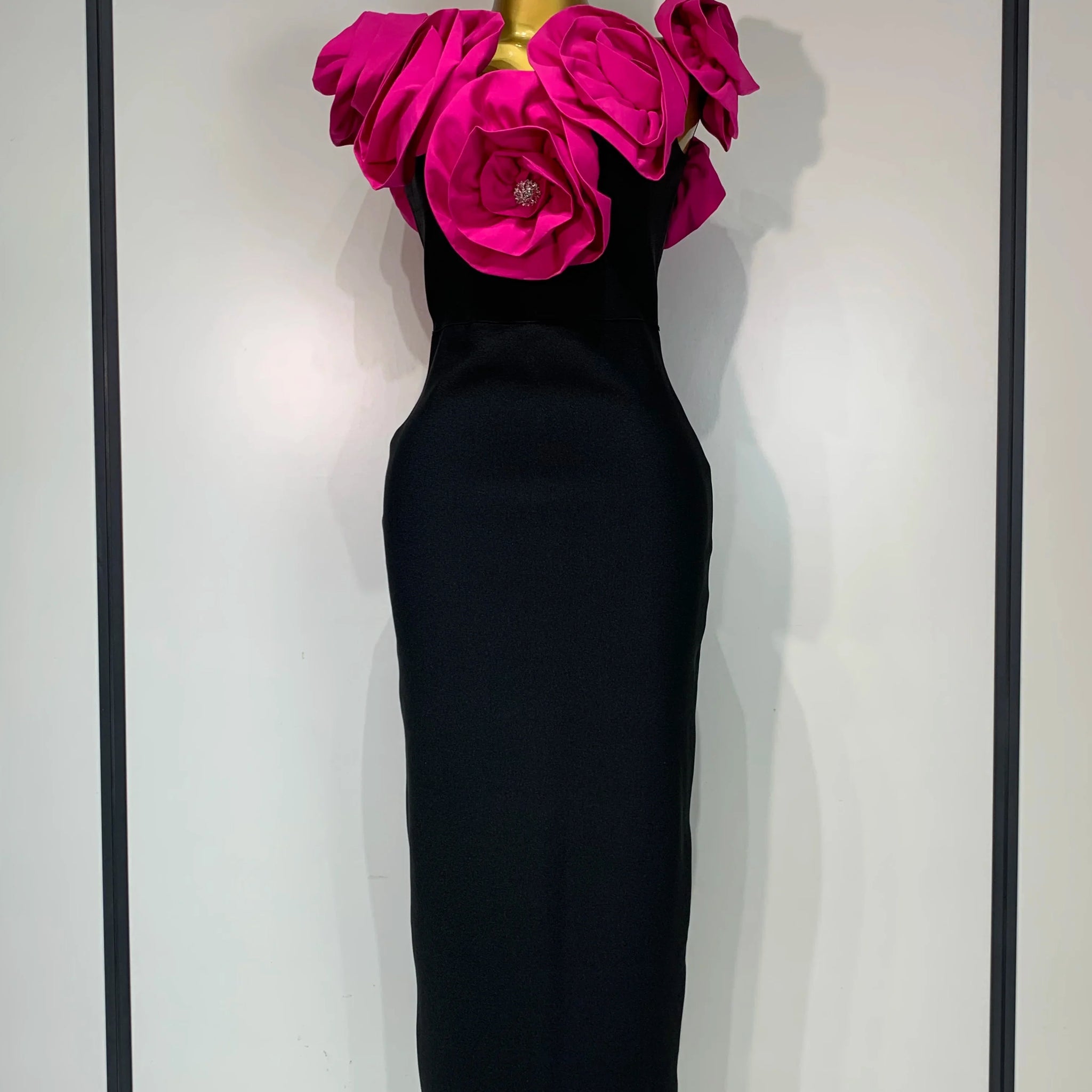Women Sexy Off Shoulder Flower Diamonds Bodycon Bandage Dress Celebrity Elegant Evening Luxury Birthday Party Dresses Rose Red