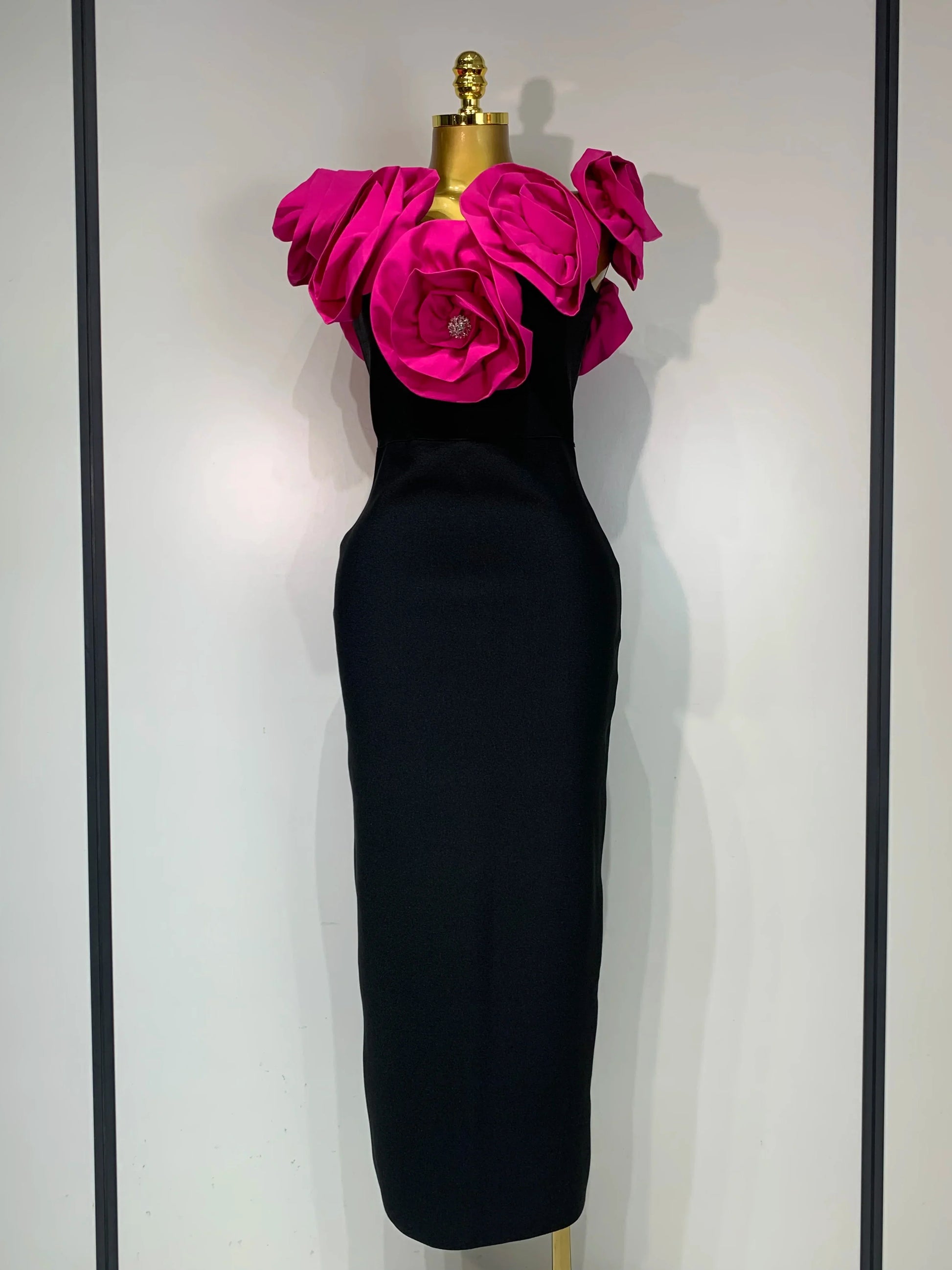 Women Sexy Off Shoulder Flower Diamonds Long Bodycon Bandage Dress Celebrity Elegant Evening Luxury Birthday Party Dresses Rose Red