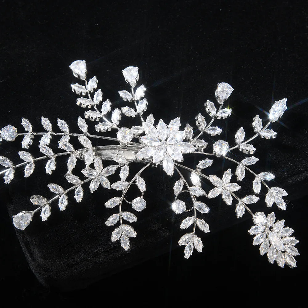 Zirconia Rhinestones Headband Hairband For Brides Women Crystal Headpieces Headdress Bridal Jewelry Wedding Hair Accessories