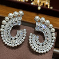 Luxury Pearl AAA Zircon Bridal Earrings CZ Cubic Zirconia Wedding Earring For Brides Bridesmaids Accessories Women Prom Jewelry a