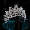 Bridal Tiaras Hair Accessories Luxury Full Zircon Wedding Crowns Diadem Headdress Baroque Brides Party Tiara Crown For Women Silver Plated