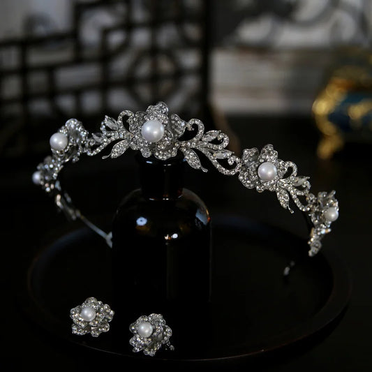 Crystal Tiaras And Crowns For Wedding Bride Headpiece Pearl Bridal Headbands Tiaras For Women Girl 15 Years Party Prom Headdress