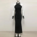 Luxury Diamond Neck Sexy Halter Sleeveless Steath Ankle Lenght Bandage Dress Graceful Woman Party Dress Birthday Party Vestido