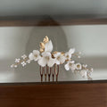 Gold Silver Color Headpiece Headband Hair Comb Pin Clip For Brides Porcelain Flower Hairpin Wedding Accessories Bridal Jewelry gold color b