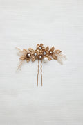 Bridal Jewelry Rhinestones Pearl Hair Pin Clip Leaf Flower Head Piece Brides Gift Vintage Gold Color Hairpin Wedding Accessories 2