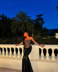 Black Color Women Sexy Lace Strapless Long Bandage Dress Celebrate Fashion Nightclub Party Birthday Outfit New Style