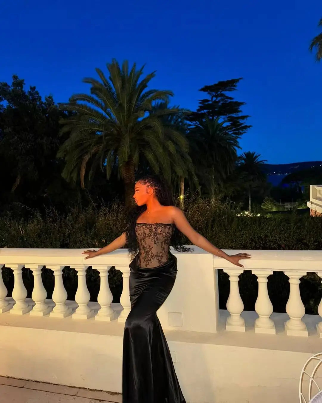 Black Color Women Sexy Lace Strapless Long Bandage Dress Celebrate Fashion Nightclub Party Birthday Outfit New Style
