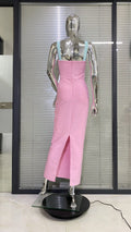 Arrival Pink Color Sleeveless Spaghetti Strap Long Bandage Dress Graceful Woman Evening Party Dress Dinner Party Vestido