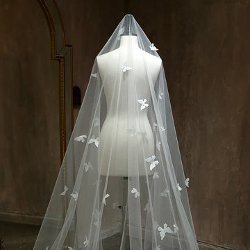 Long Butterfly Bridal Veil Lace Wedding Veils For Evening Dinner Party Dress Women Gift Hair Accessories Brides Jewelry a