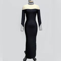 Fashion Sexy European And American Women Long Sleeve Black Sexy Round High Neck Color Long Sleeve Diamond Decoration Slim Dress