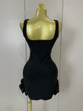 STyle Shining Crystal Women Sleeveless Bodycon Mini Bandage Dress Elegant Ruffles Cute Birthday Party Celebrate Dress