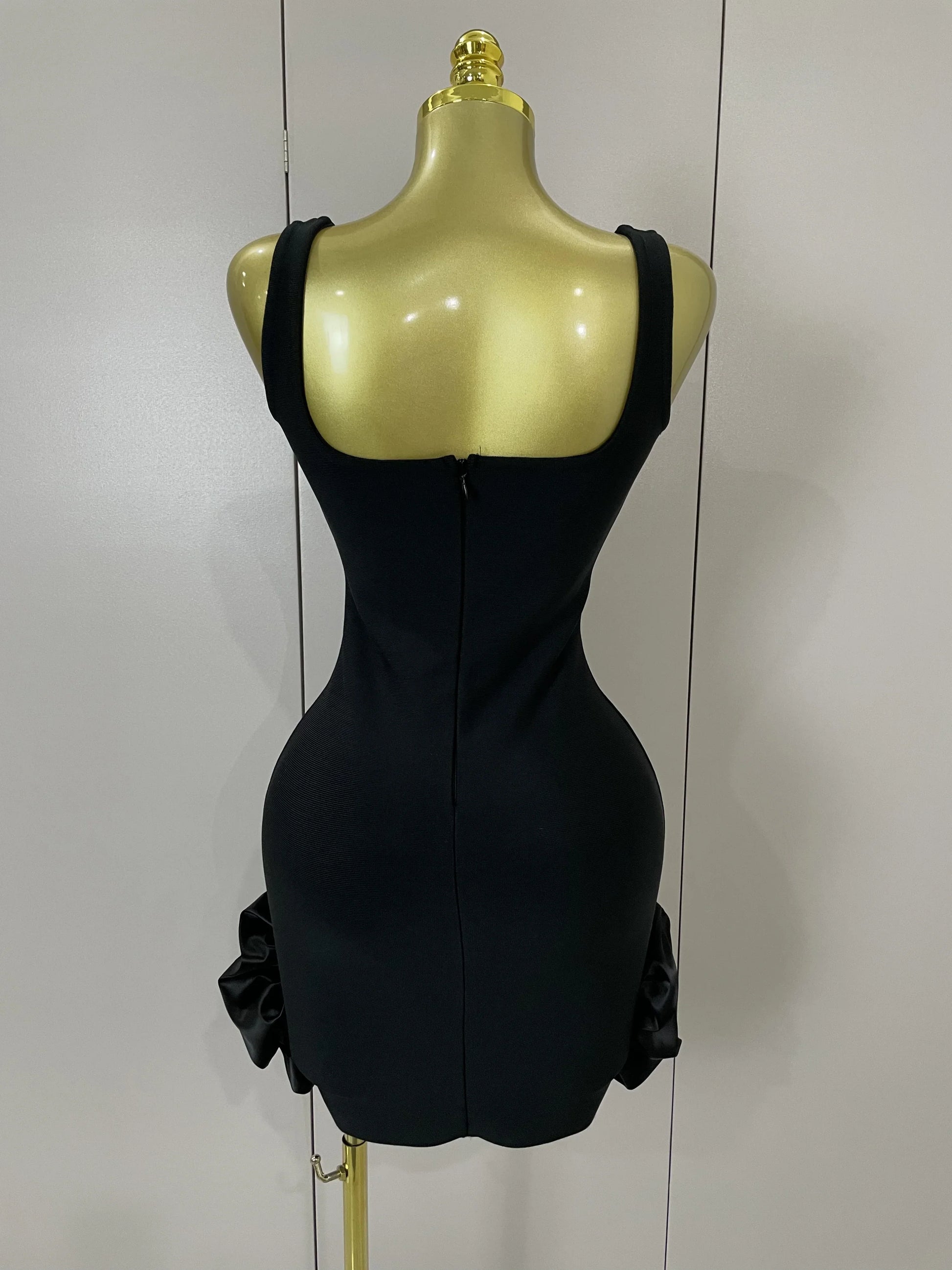 STyle Shining Crystal Women Sleeveless Bodycon Mini Bandage Dress Elegant Ruffles Cute Birthday Party Celebrate Dress