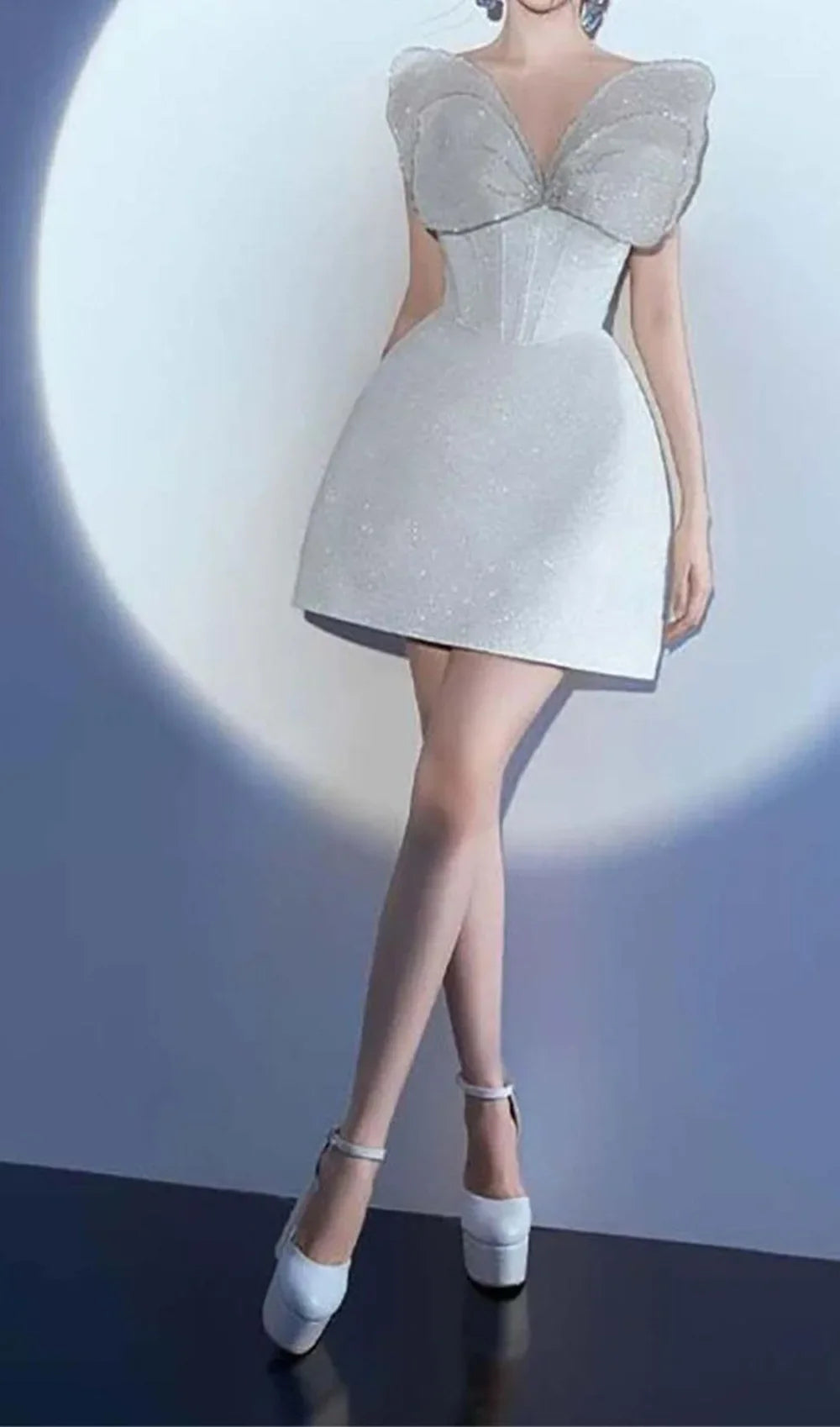 White Color Women Sleeveless Sexy V-Neck A-Line Mini Dress Fashion Birthday Party Celebrate Girls' Vacation Outfit WHITE