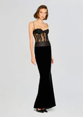 Black Color Women Sleeveless Sexy Strap Lace Bodycon Long Dress Valentine's Day Celebrate Birthday Vacation Outfit Vestido