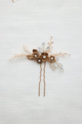 Bridal Jewelry Rhinestones Pearl Hair Pin Clip Leaf Flower Head Piece Brides Gift Vintage Gold Color Hairpin Wedding Accessories 3