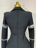 Women Sexy Long Sleeve V Neck Beading Rhinestone Mini Bodycon Bandage Dress Celebrity Elegant Evening Party Birthday Dress
