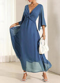 Sexy Chiffon A-Line Prom Gown Elegant Mother of the Bride Dress Ankle Length Pleated Solid Color Plus Size 2025 Free Customized Blue