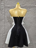 Top Quality Women Sexy Strapless Florals A-line Mini Bandage Dress Cute Girls' Birthday Party Fashion Cocktail Outfit