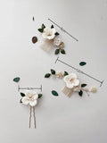 Wedding Accessories Porcelain Flower Hair Pin Clip Leaf Hairpins For Brides Bridesmaids Gold Color Head Pieces Bridal Jewelry