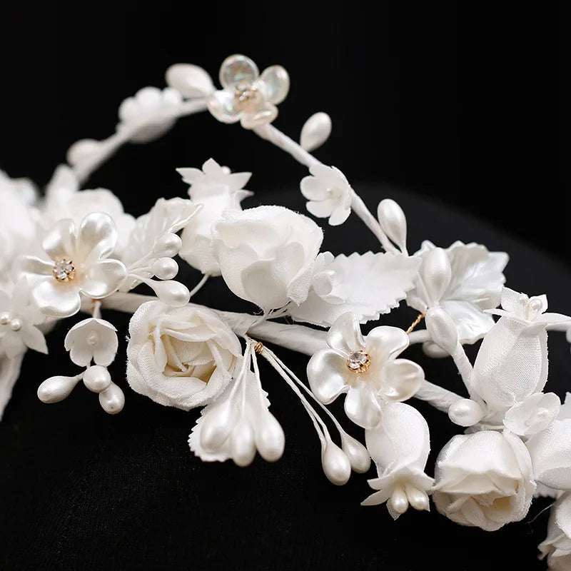 Flower Floral Tiaras and Crowns Pageant Prom Headbands For Brides Women Girl Headpieces Wedding Hair Accessories Bridal Jewelry