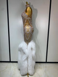 High Quality Women Sparkly Rhinestone Mesh Sleeveless Bodycon Long Dress Wedding Guest Gowns Luxury Birthday Evening Party Dress
