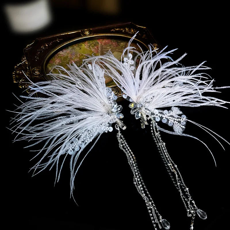 Wedding Accessories Feather Head Piece Evening Party Hairpin For Brides Bridesmaids Women Prom Hair Pin Clip Bridal Jewelry